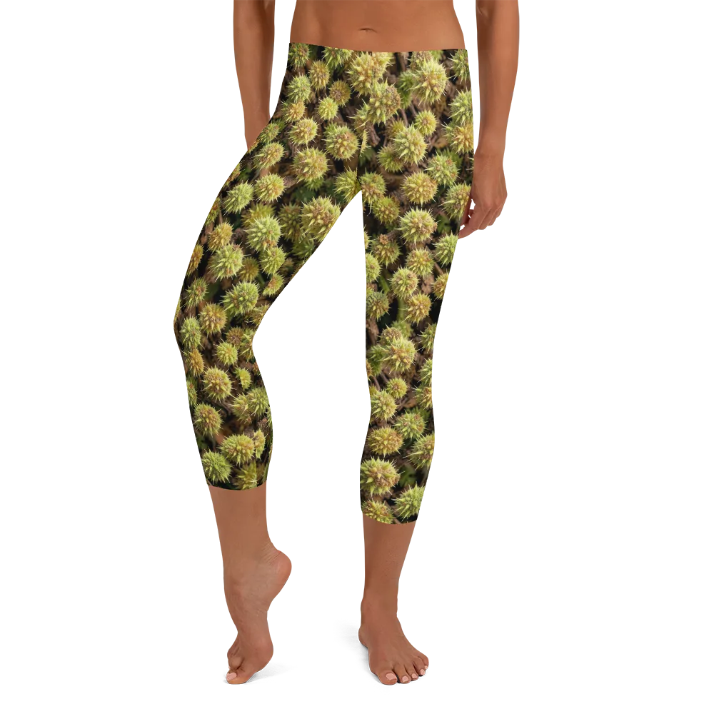 Thornfruit Meadow on Capri Leggings — Front