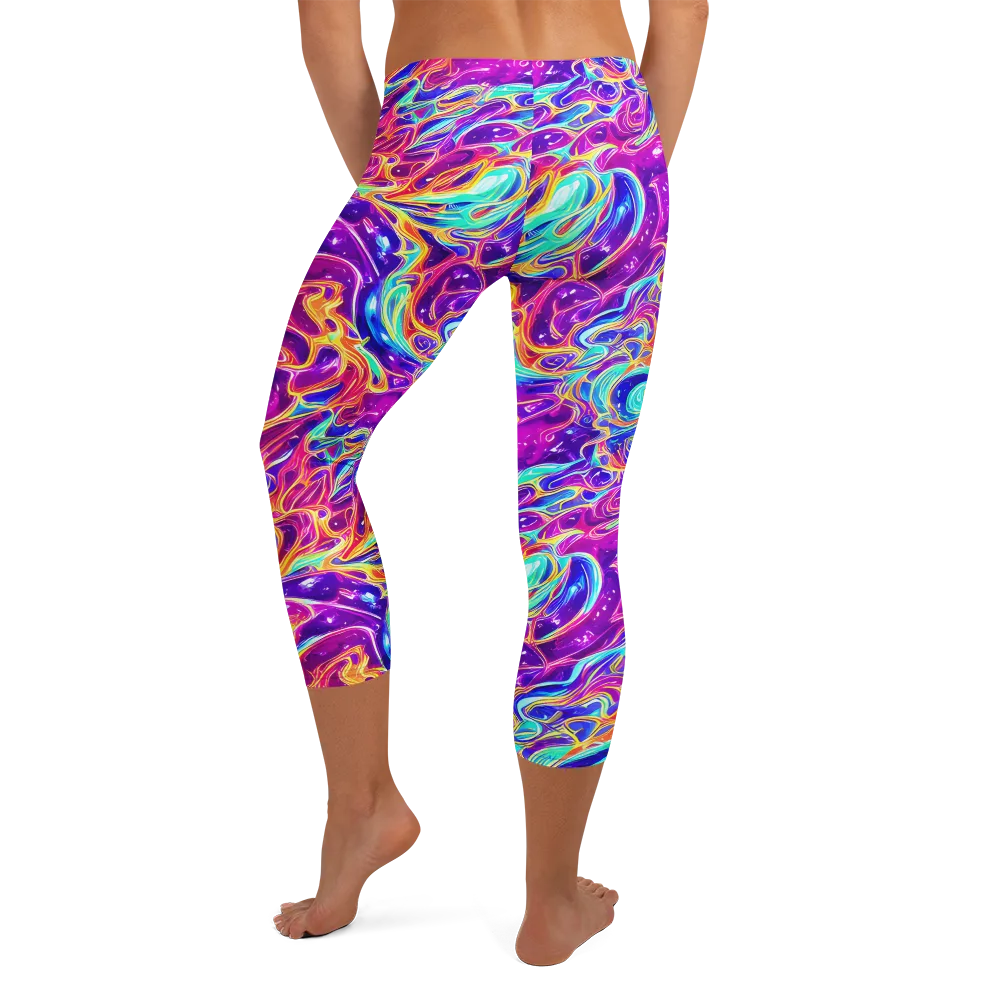 Fuchsia Fury on Capri Leggings — Back
