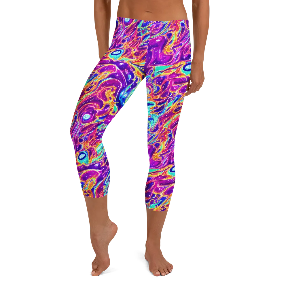 Fuchsia Fury on Capri Leggings — Front
