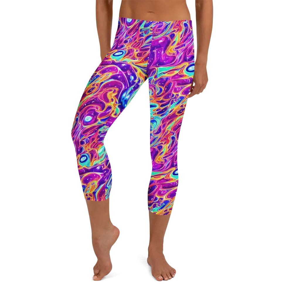 Fuchsia Fury on Capri Leggings — Front