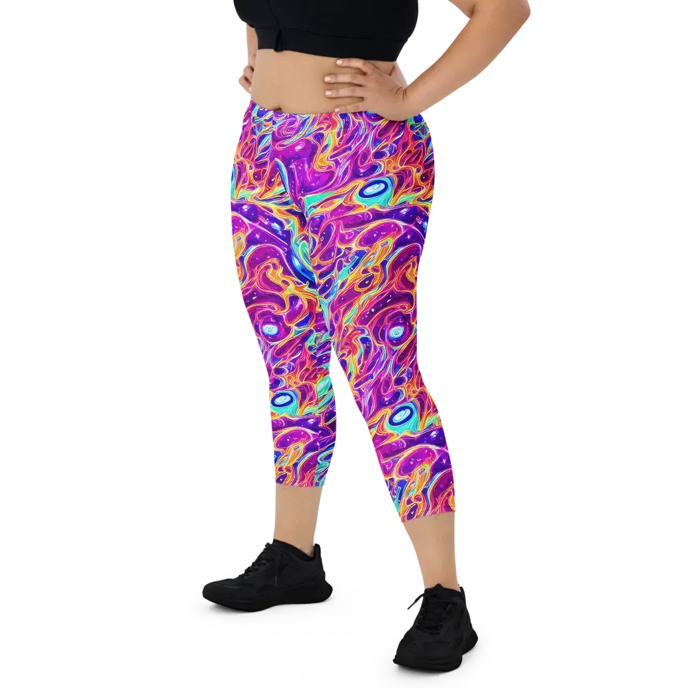 Fuchsia Fury on Capri Leggings — Front
