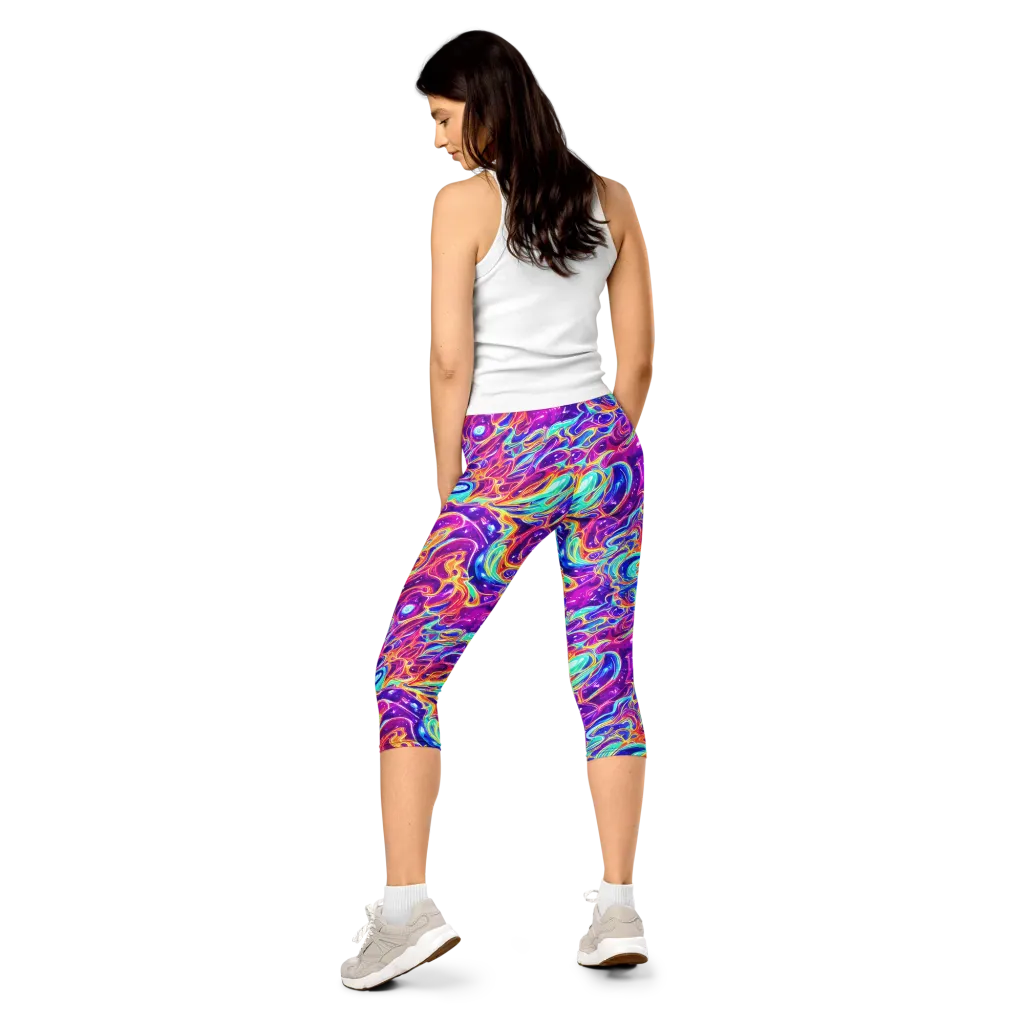 Fuchsia Fury on Capri Leggings — Back