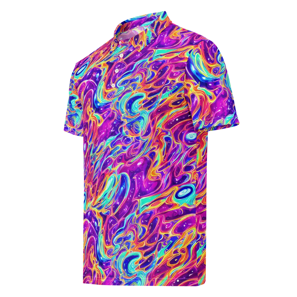 Fuchsia Fury on Men's Slim Fit Polo Shirt — Left Front