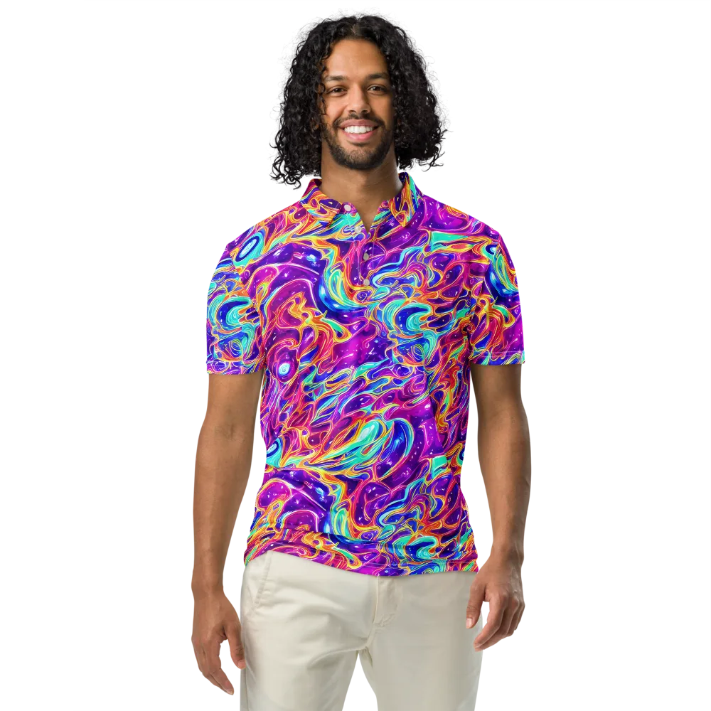 Fuchsia Fury on Men's Slim Fit Polo Shirt — Front