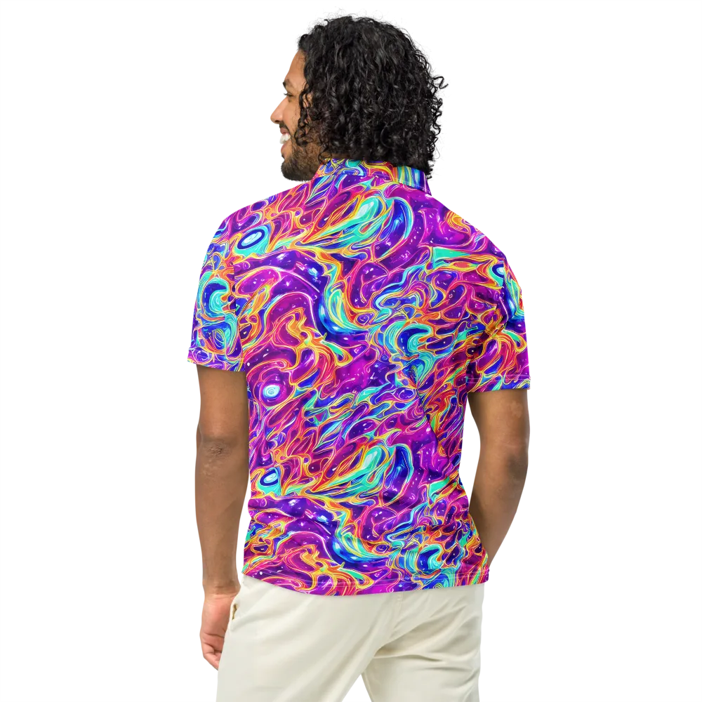 Fuchsia Fury on Men's Slim Fit Polo Shirt — Back