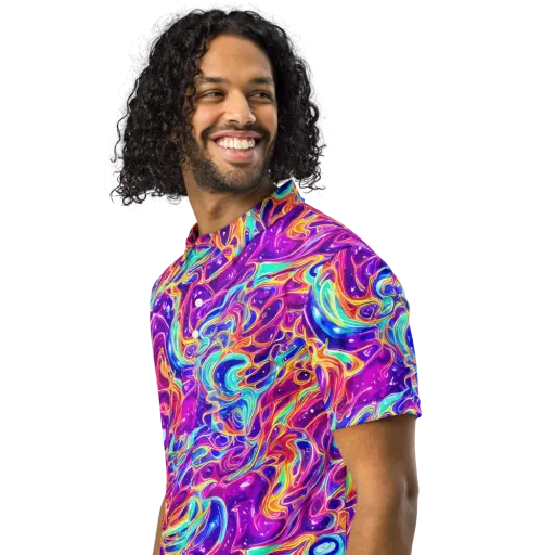 Fuchsia Fury on a Men's Slim Fit Polo Shirt