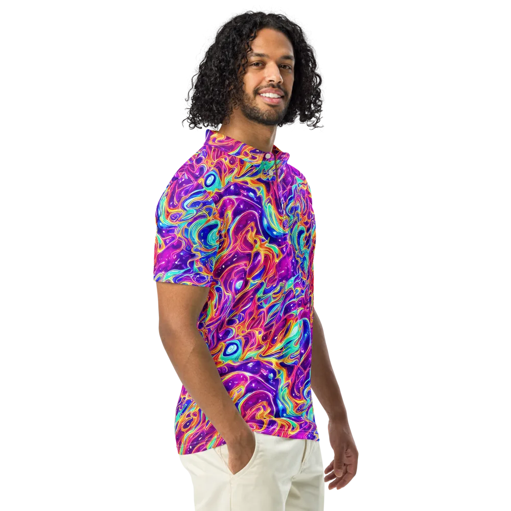 Fuchsia Fury on Men's Slim Fit Polo Shirt — Right Front