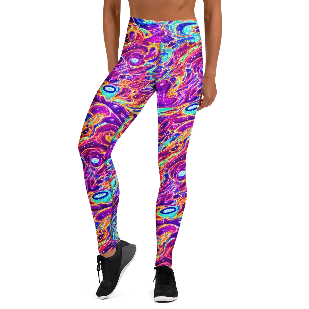 Fuchsia Fury on Yoga Leggings — Front