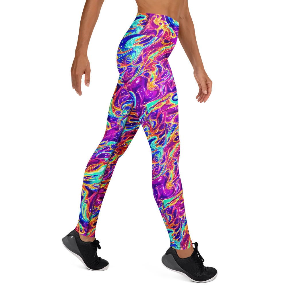 Fuchsia Fury on Yoga Leggings — Right
