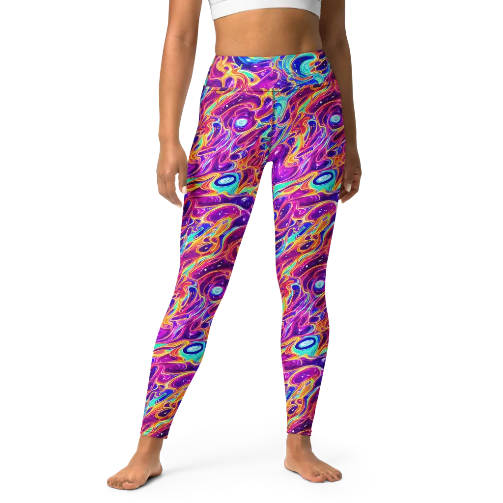 Fuchsia Fury on Yoga Leggings — Front