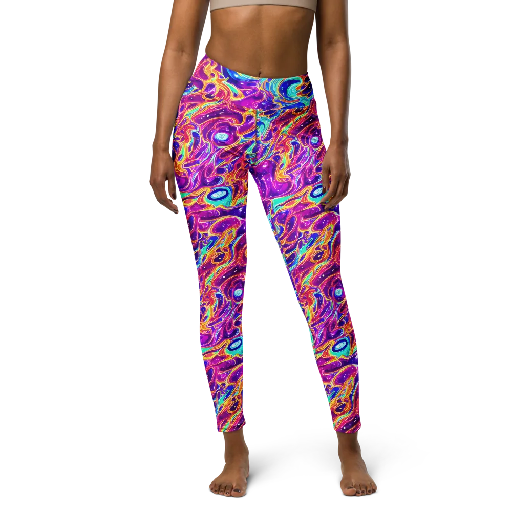 Fuchsia Fury on Yoga Leggings — Front