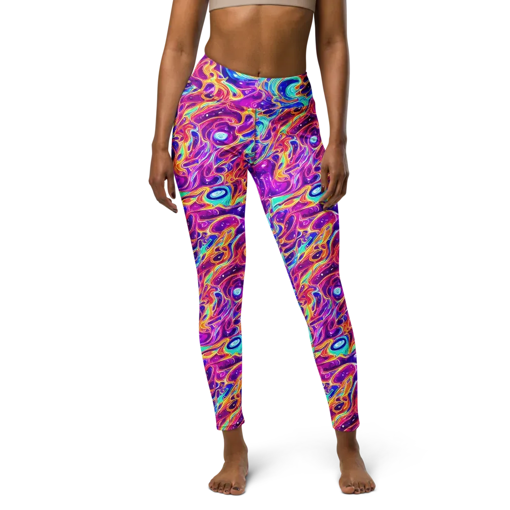 Fuchsia Fury on Yoga Leggings — Front