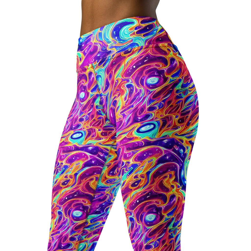 Fuchsia Fury on Yoga Leggings — Left Front
