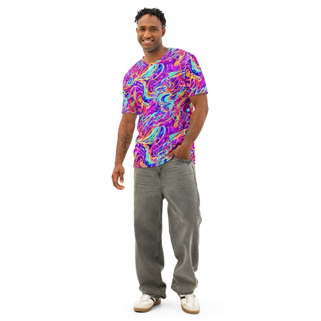 Fuchsia Fury on Men's Cotton Crew Neck T-Shirt — Front