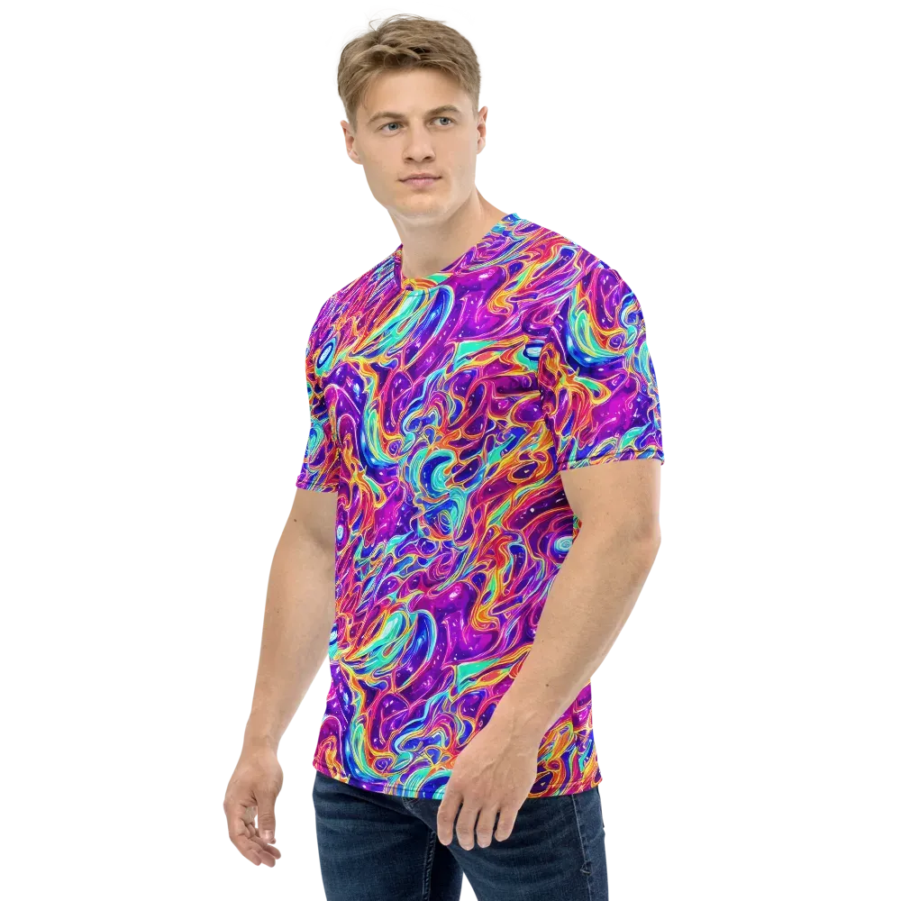 Fuchsia Fury on Men's Crew Neck T-Shirt — Left