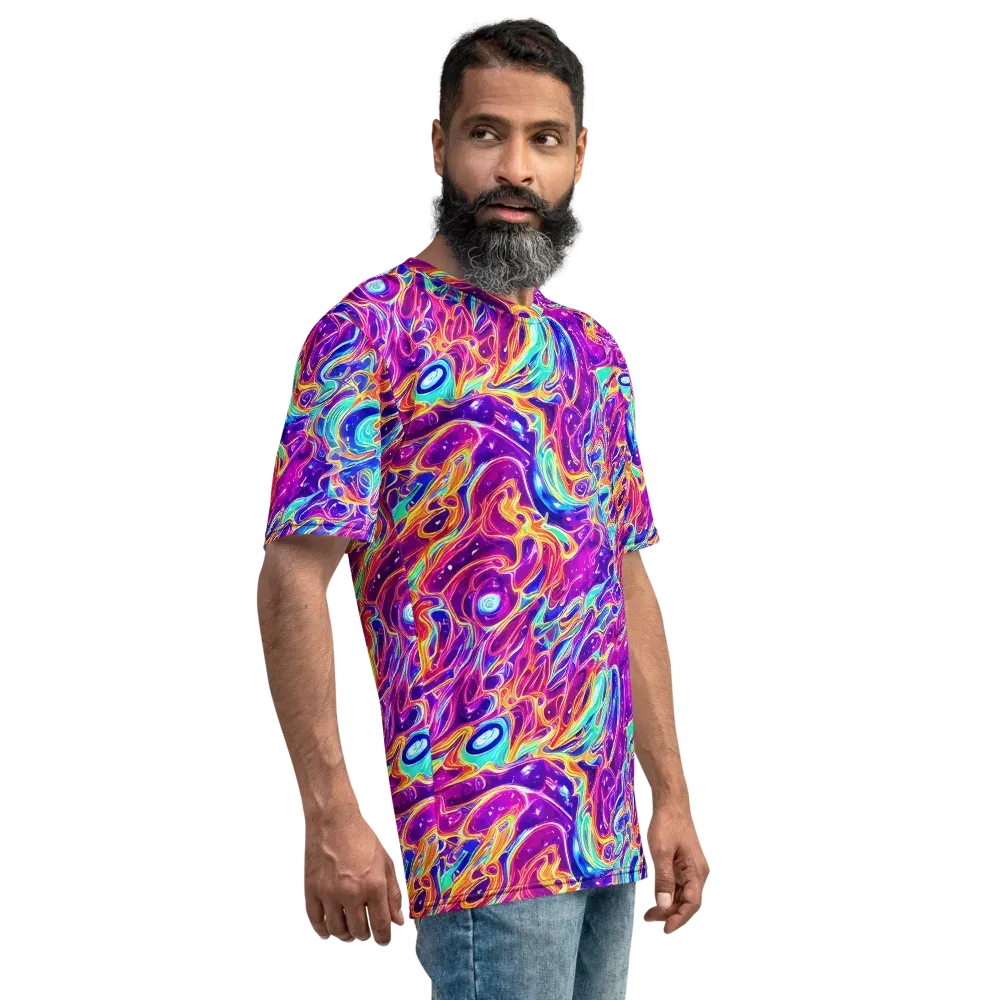 Fuchsia Fury on Men's Crew Neck T-Shirt — Right