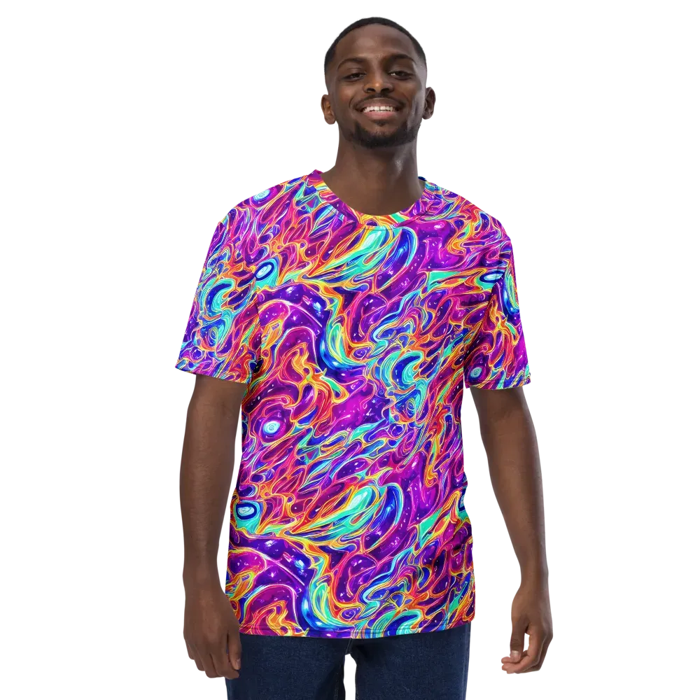 Fuchsia Fury on Men's Crew Neck T-Shirt — Front