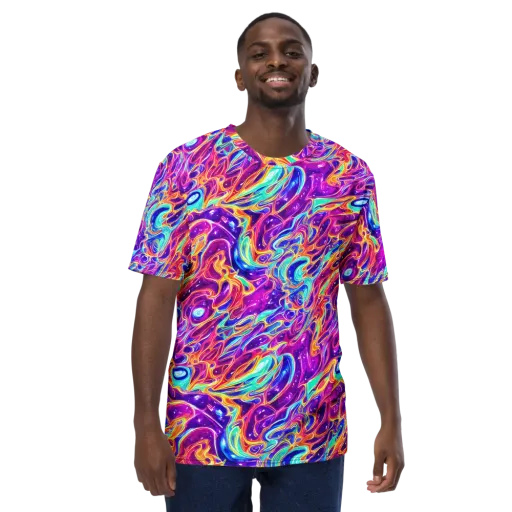 Fuchsia Fury on a Men's Crew Neck T-Shirt