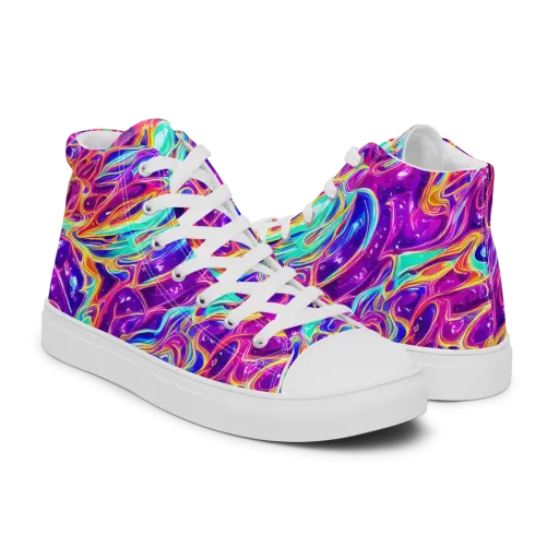 Fuchsia Fury on a Men's High Top Canvas Shoes