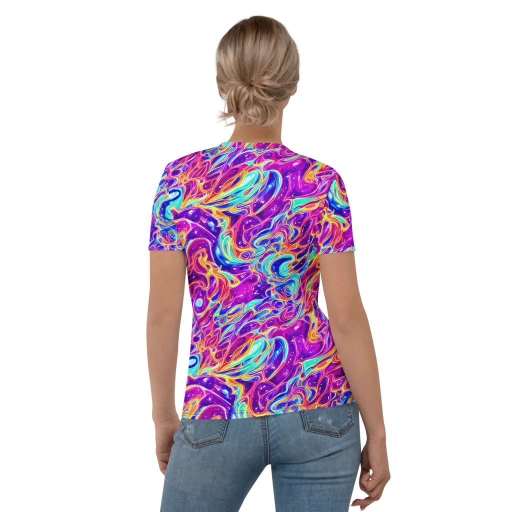 Fuchsia Fury on Women's Crew Neck T-Shirt — Back