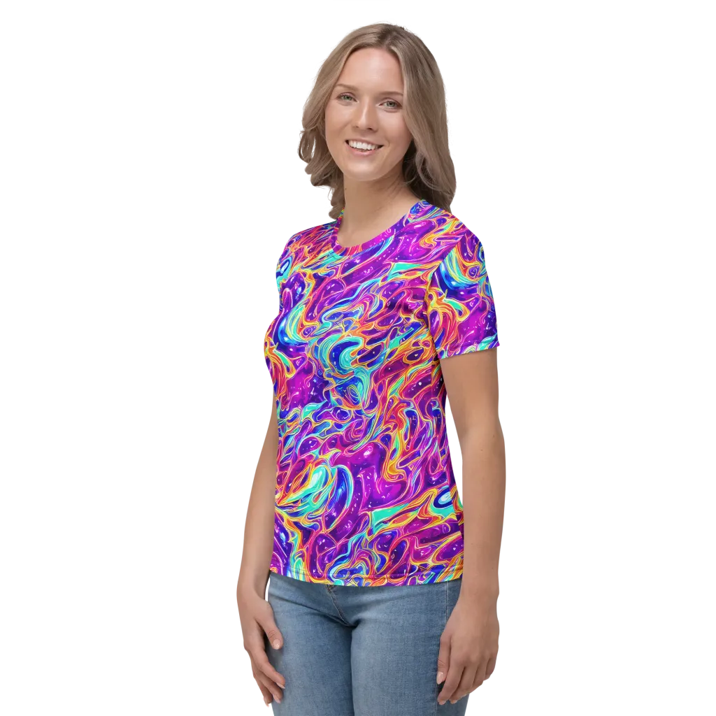Fuchsia Fury on Women's Crew Neck T-Shirt — Left