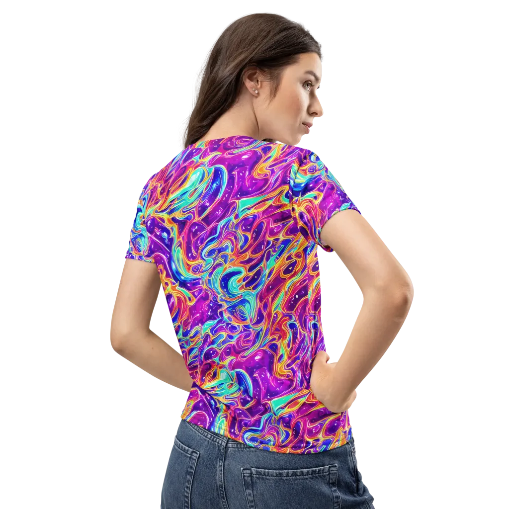 Fuchsia Fury on Women's Crew Neck T-Shirt — Back