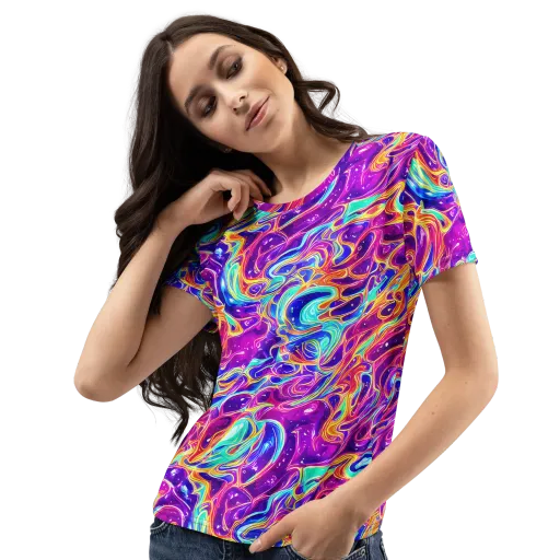 Fuchsia Fury on a Women's Crew Neck T-Shirt