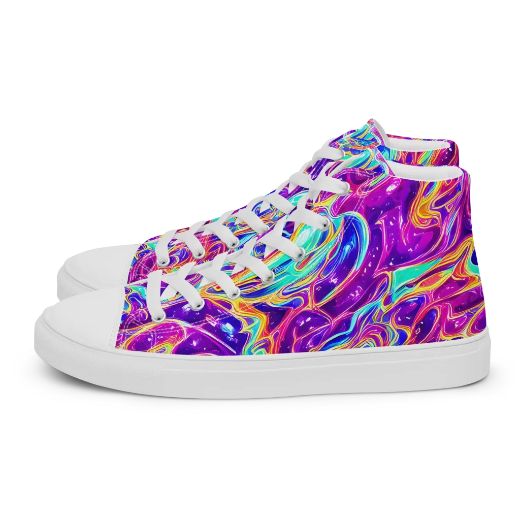 Fuchsia Fury on Women's High Top Canvas Shoes — Left