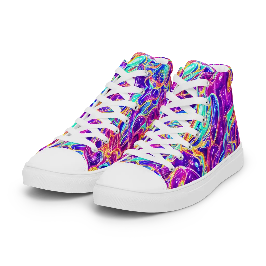 Fuchsia Fury on Women's High Top Canvas Shoes — Left Front