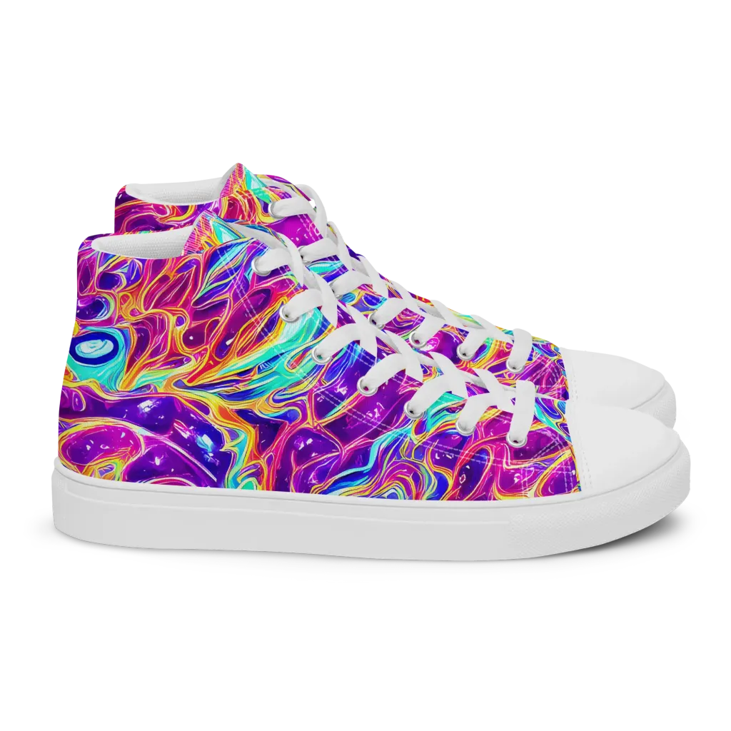 Fuchsia Fury on Women's High Top Canvas Shoes — Right