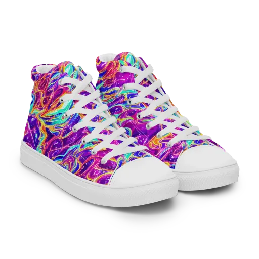 Fuchsia Fury on a Women's High Top Canvas Shoes