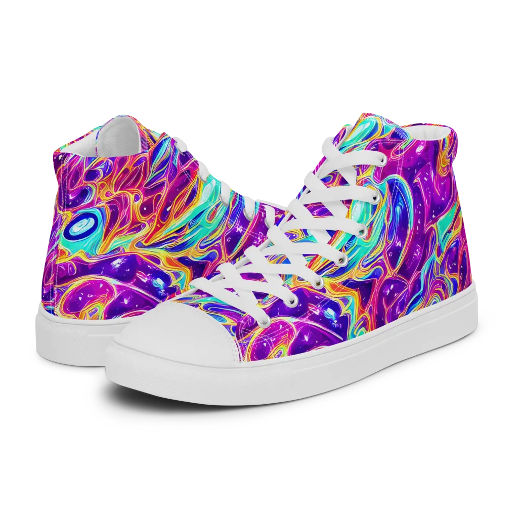 Fuchsia Fury on Women's High Top Canvas Shoes — Left