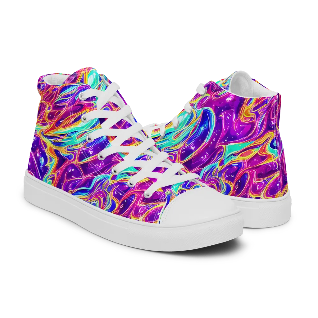 Fuchsia Fury on Women's High Top Canvas Shoes — Right
