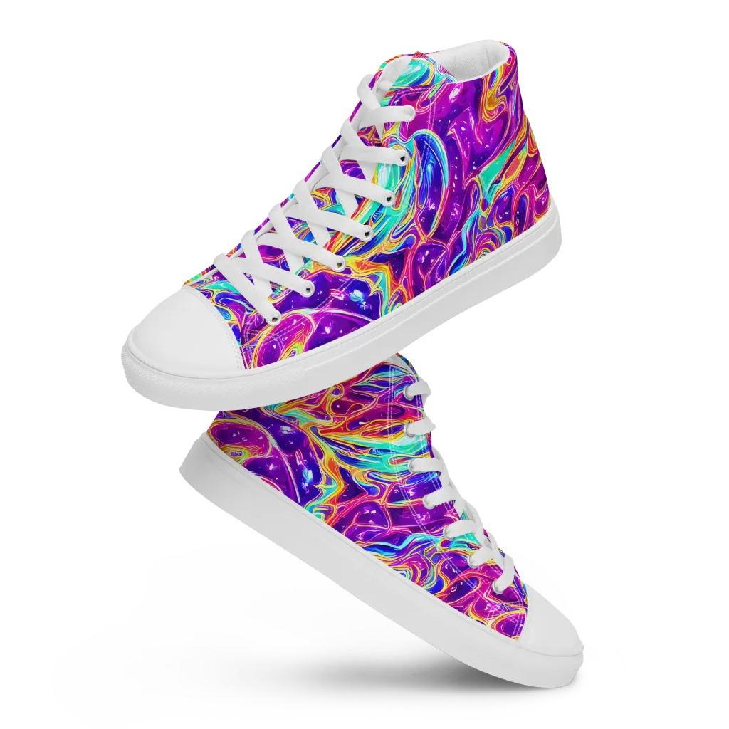 Fuchsia Fury on Women's High Top Canvas Shoes — Front
