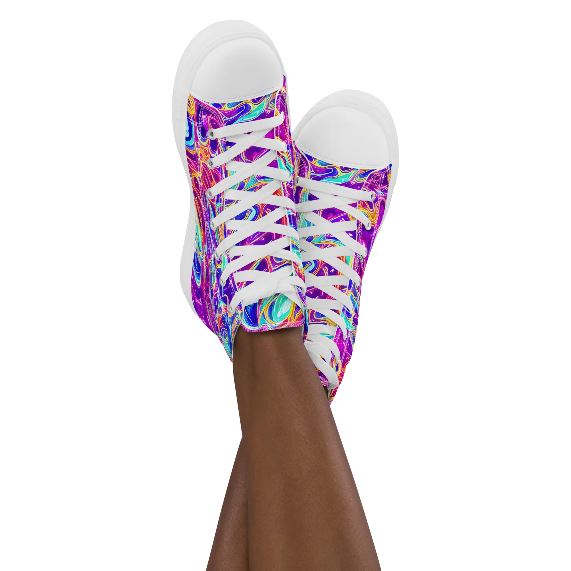 Fuchsia Fury on Women's High Top Canvas Shoes — Front