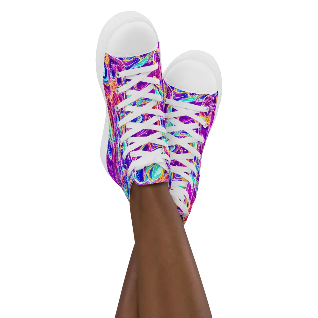 Fuchsia Fury on Women's High Top Canvas Shoes — Front