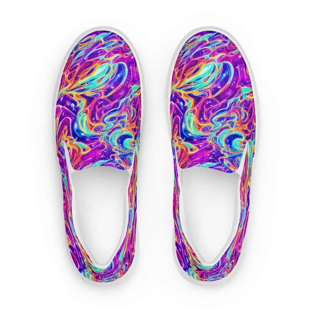 Fuchsia Fury on Men's Slip-On Canvas Shoes — Front