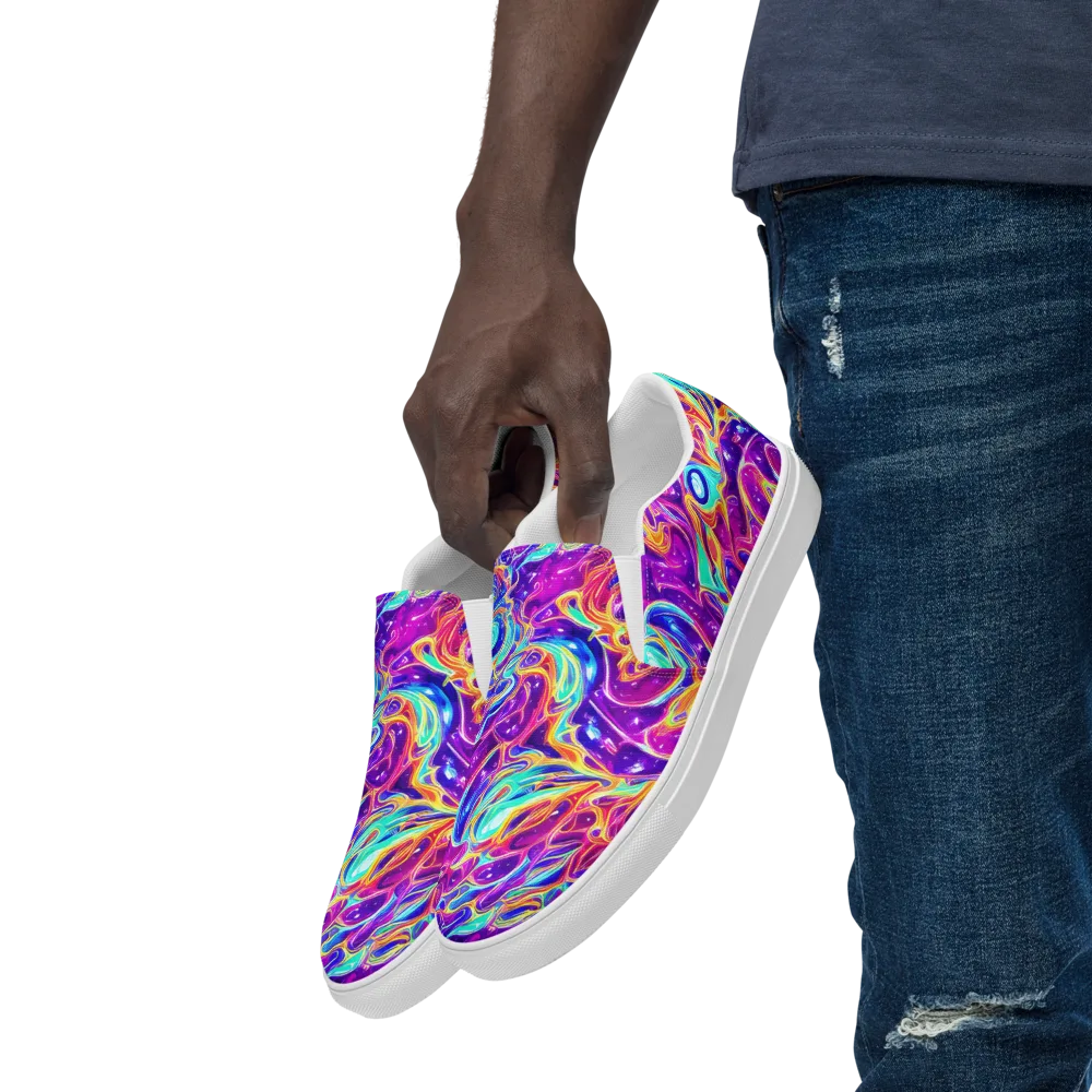 Fuchsia Fury on Men's Slip-On Canvas Shoes — Left Front