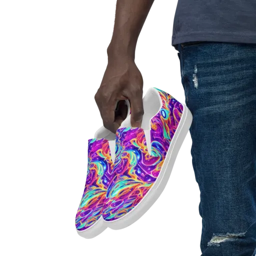 Fuchsia Fury on a Men's Slip-On Canvas Shoes