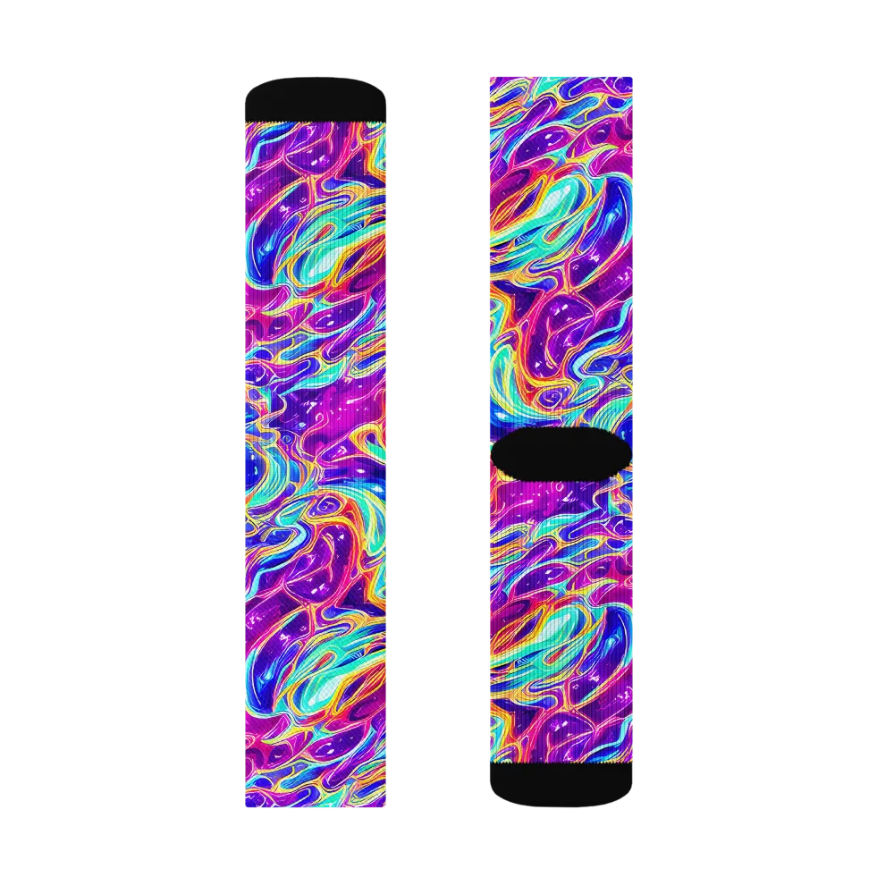 Fuchsia Fury on Socks — Right Sock