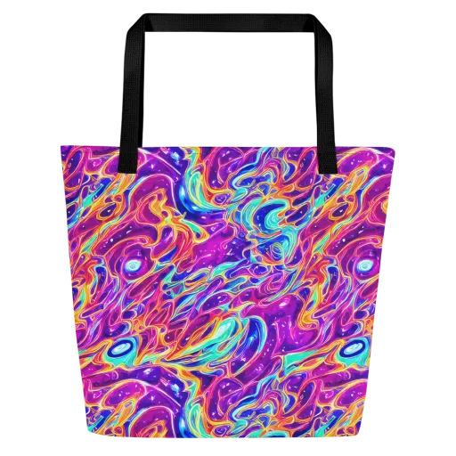 Fuchsia Fury on a Large Tote Bag W/ Pocket