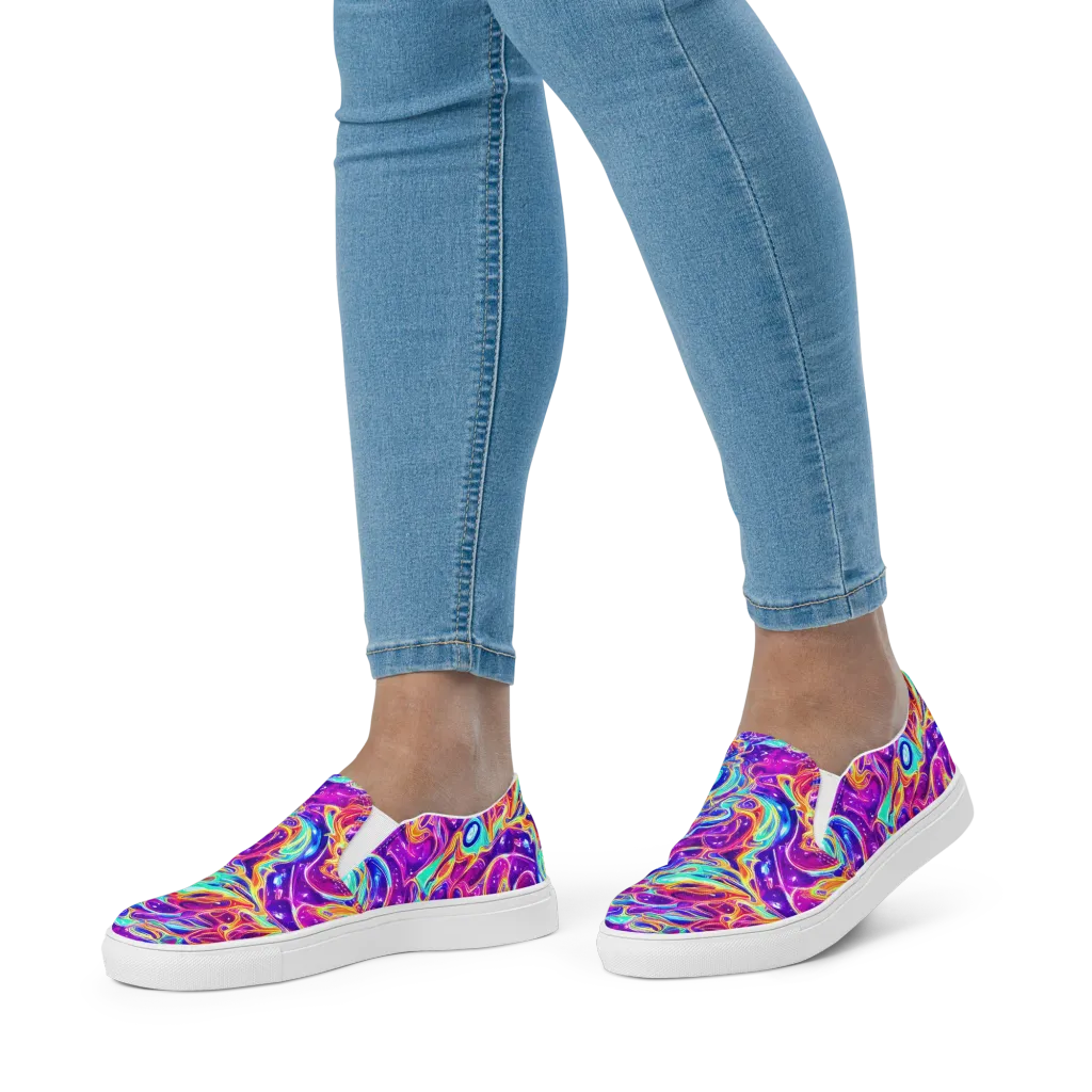 Fuchsia Fury on Women's Slip-On Canvas Shoes — Front