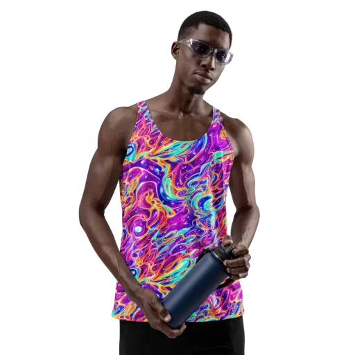 Fuchsia Fury on a Men's Tank Top