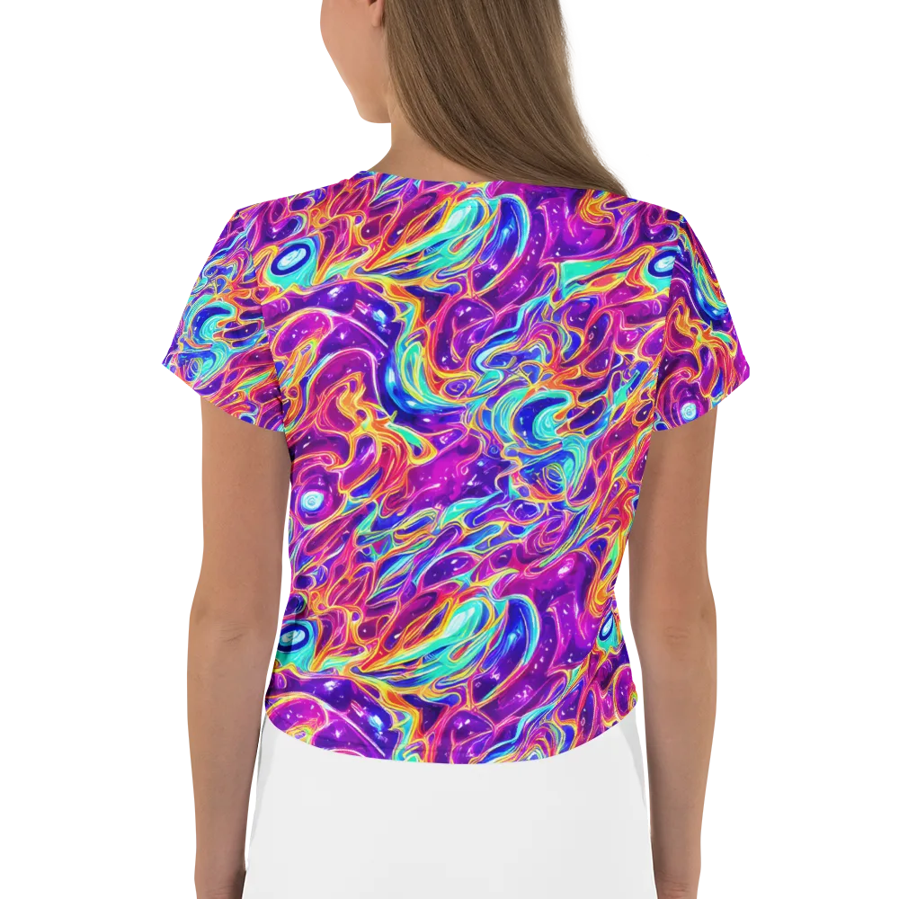 Fuchsia Fury on Crop Tee — Back