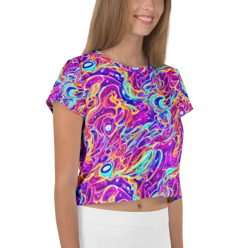 Fuchsia Fury on Crop Tee — Right