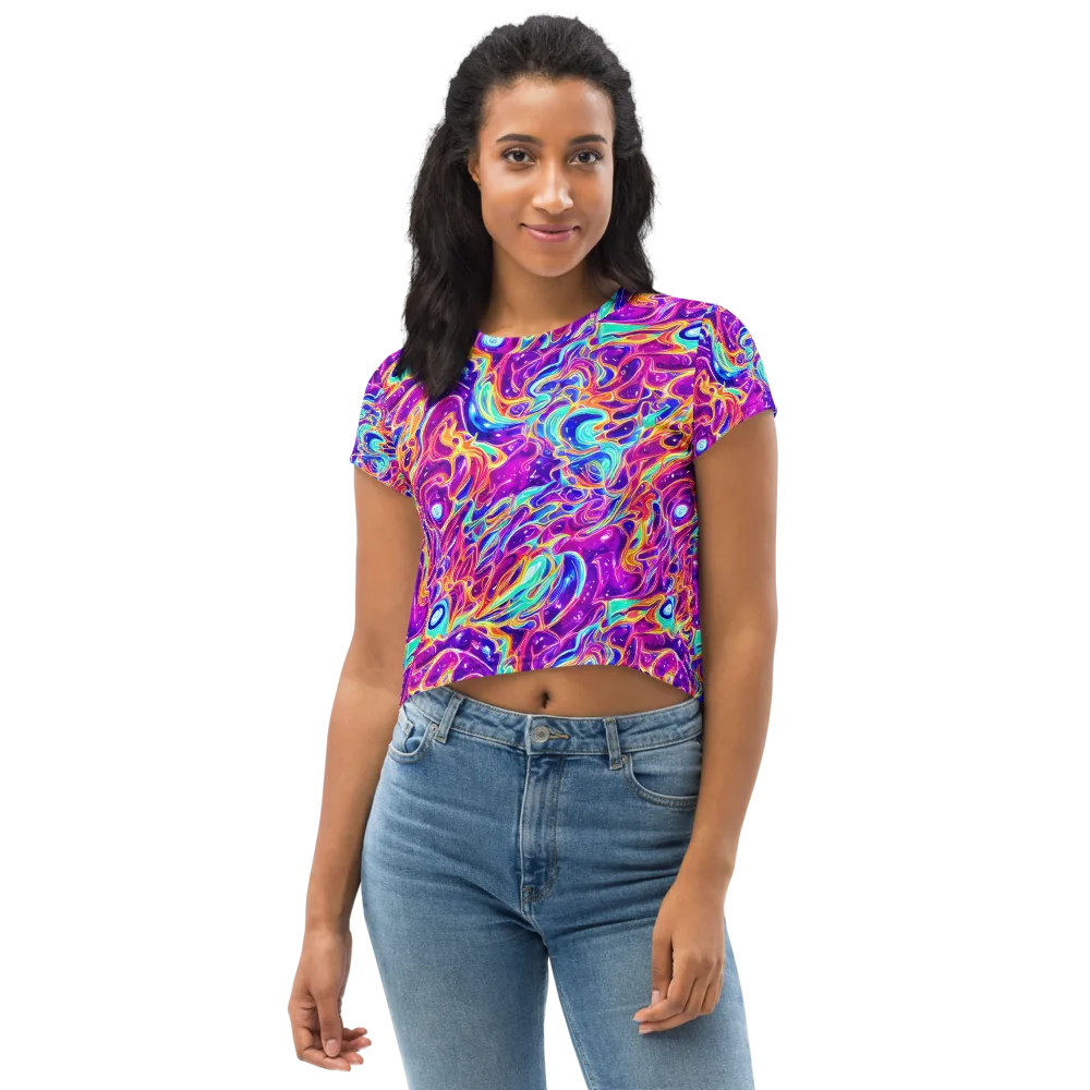 Fuchsia Fury on Crop Tee — Front