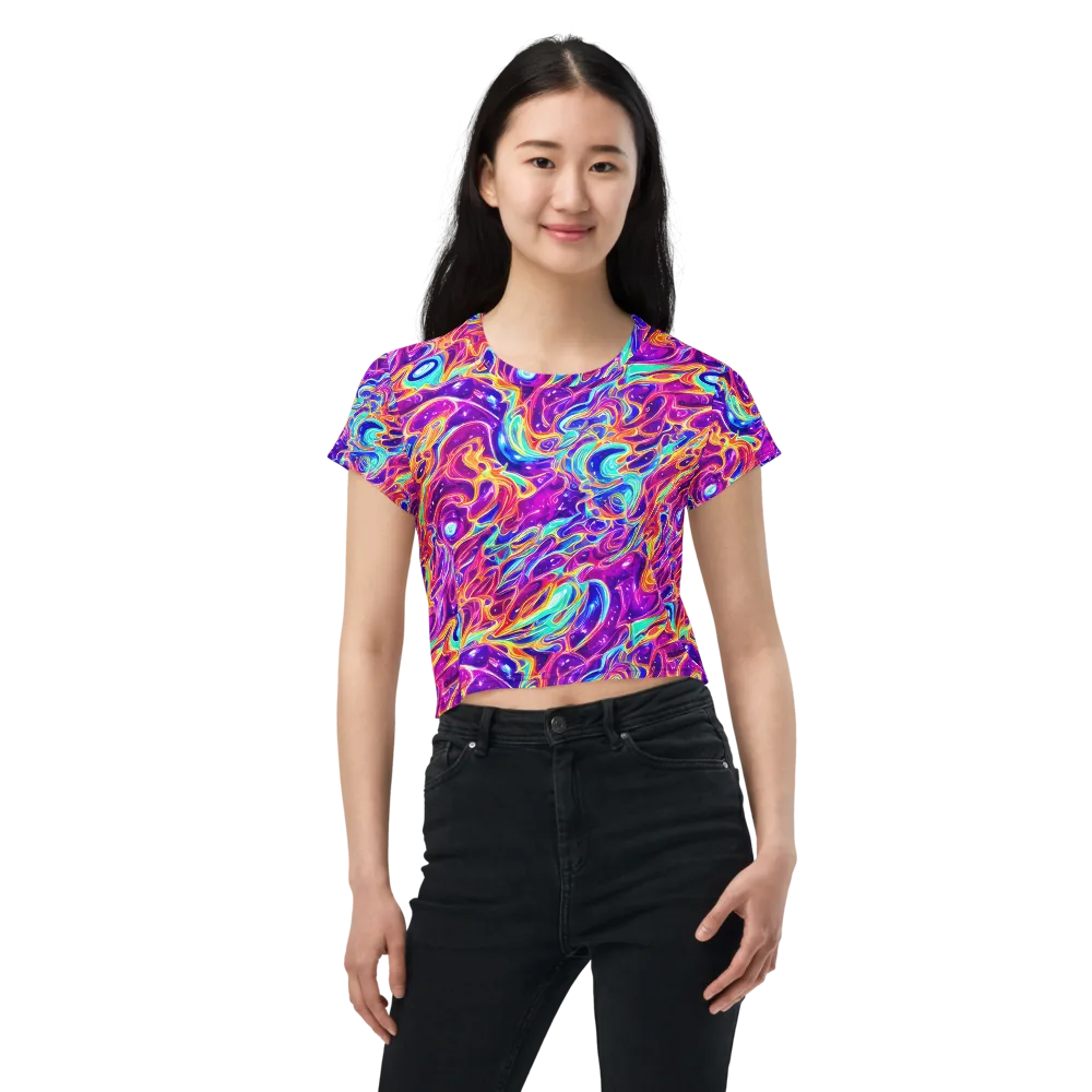 Fuchsia Fury on Crop Tee — Front