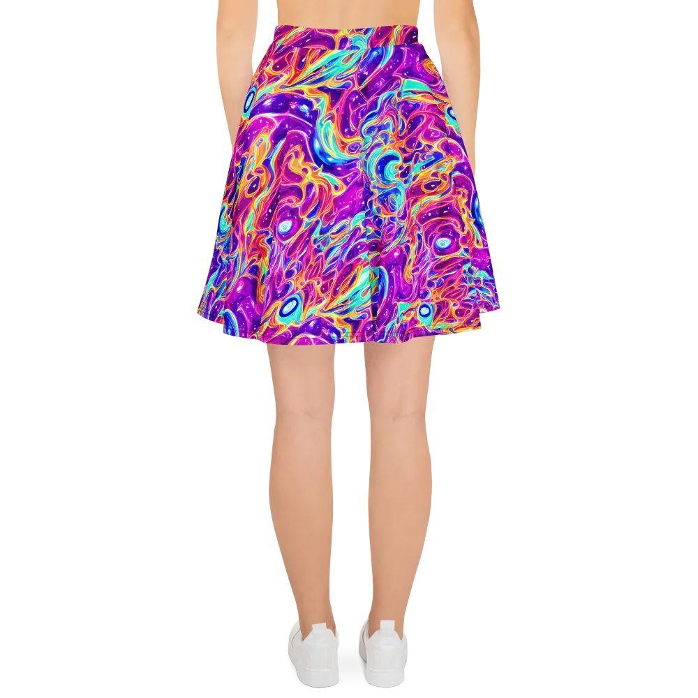 Fuchsia Fury on Skater Skirt — Back