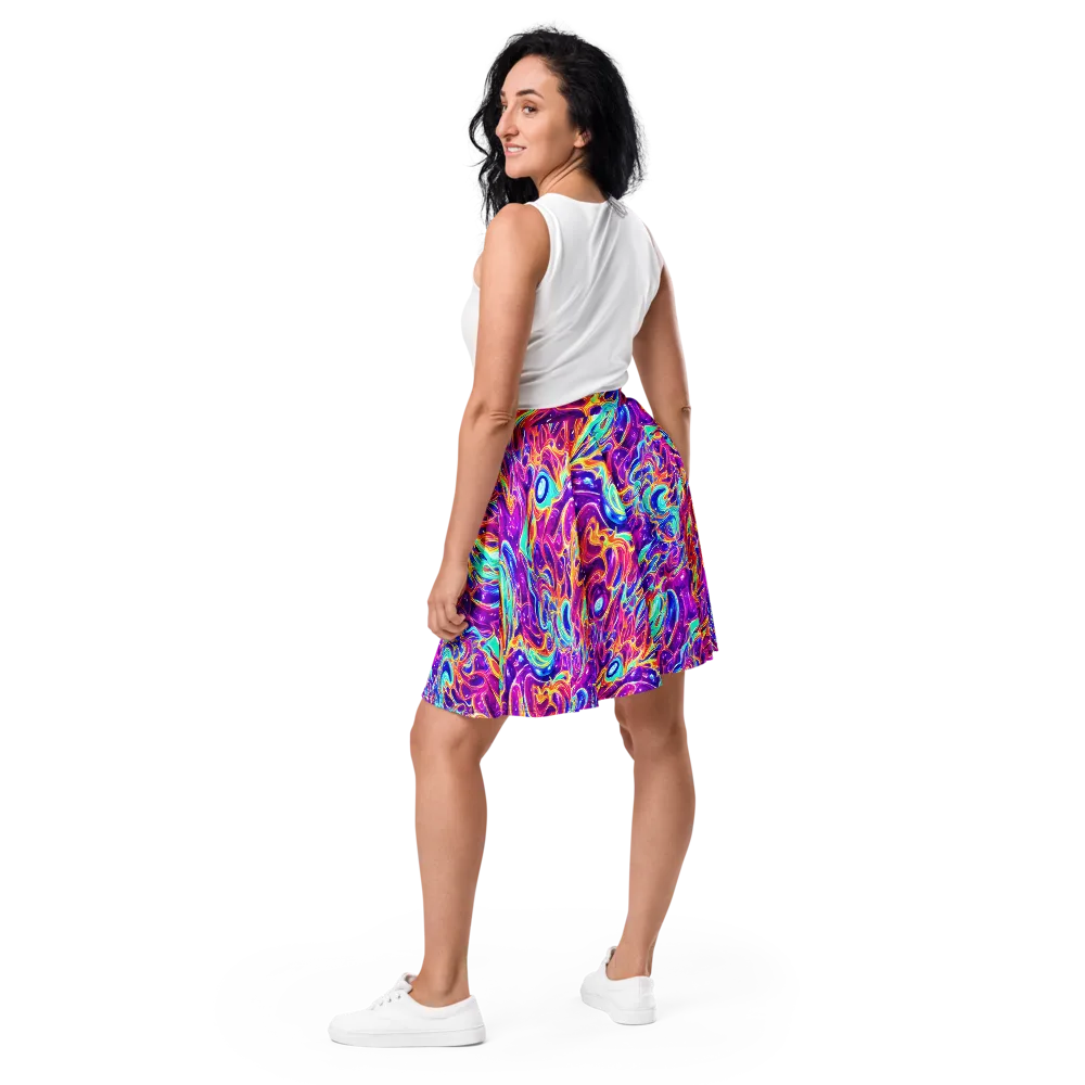 Fuchsia Fury on Skater Skirt — Back
