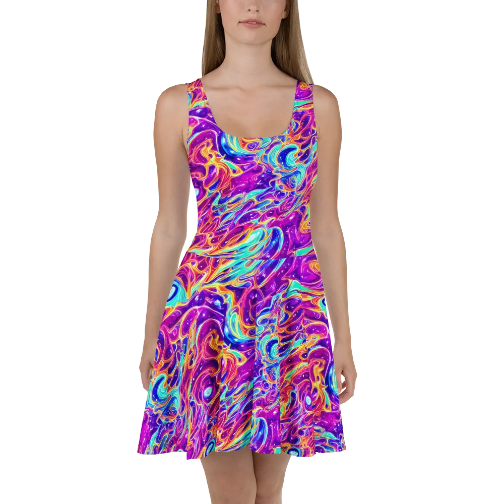 Fuchsia Fury on Skater Dress — Front
